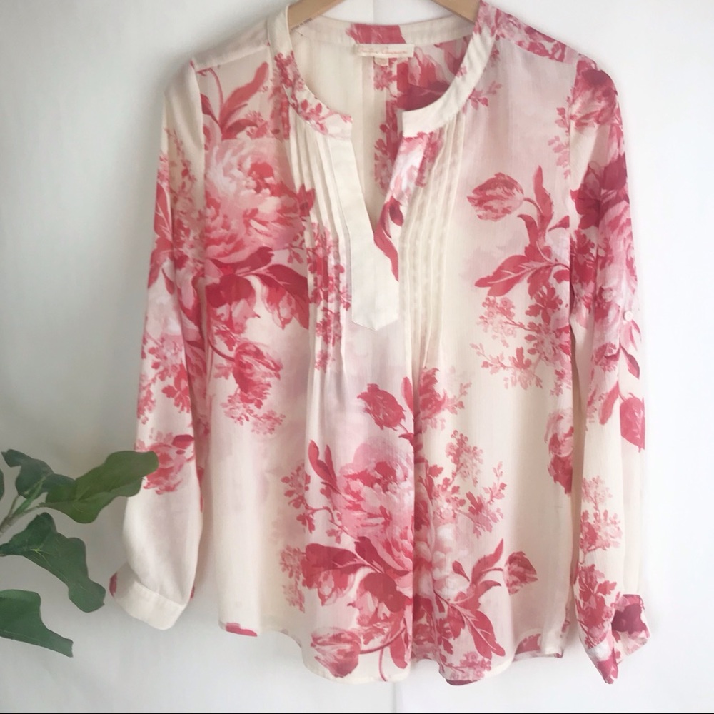 Creative Commune | Red floral tunic neckline shirt